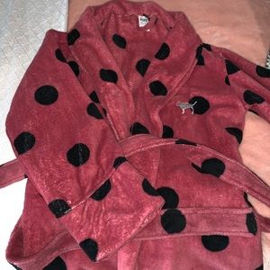 VICTORIA SECRET PINK polka dot robe with pockets